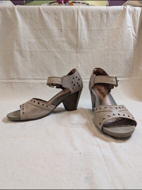 Cobb Hill Taupe Cutout Block Heel Sandals